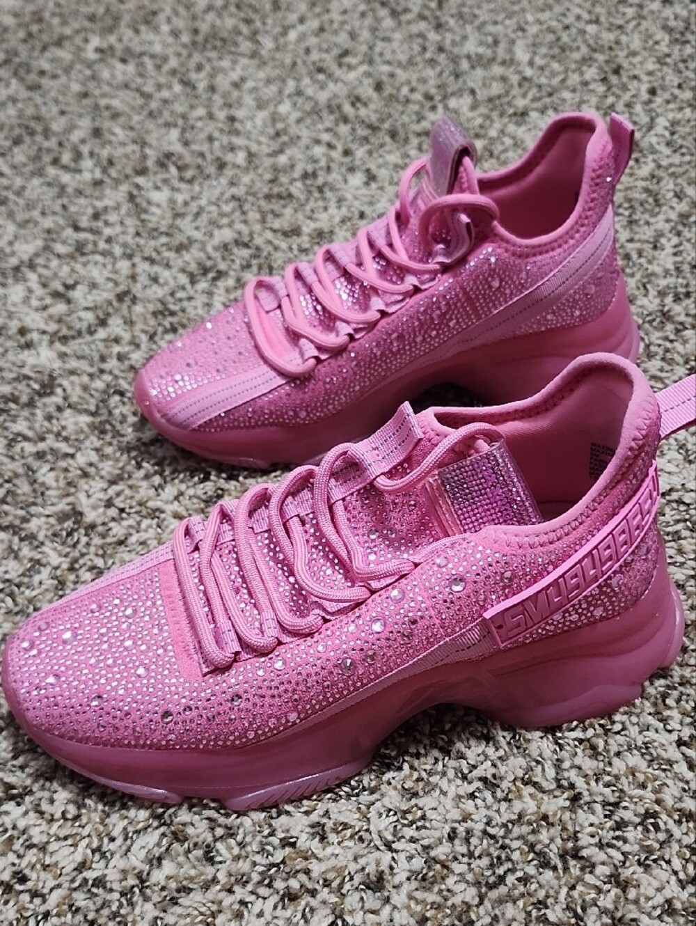 Steve Madden Maxima Hot Barbie Pink Rhinestone Fashion Sneakers Sparkle Athletic - Picture 5 of 12